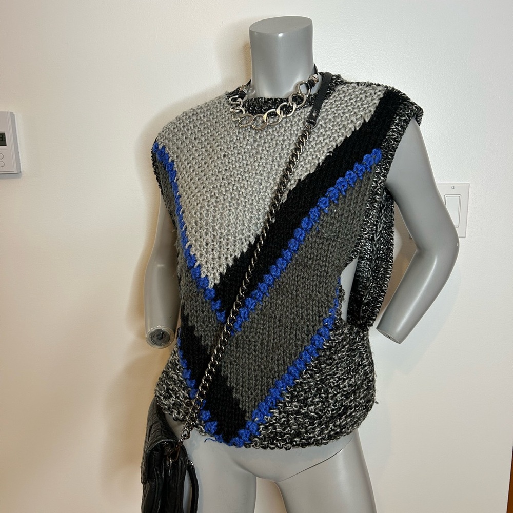 Chic Gray, Blue and black Women's Thick wool sleeveless Sweater ❤️S/M